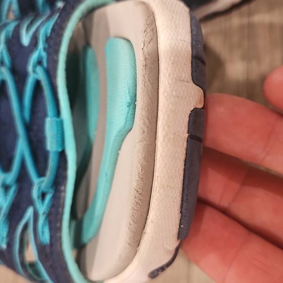 Ryka Glance Women's size 9W  Blue Faux Leather Bungee Sporty Open Toe  Sandals - Picture 7 of 9